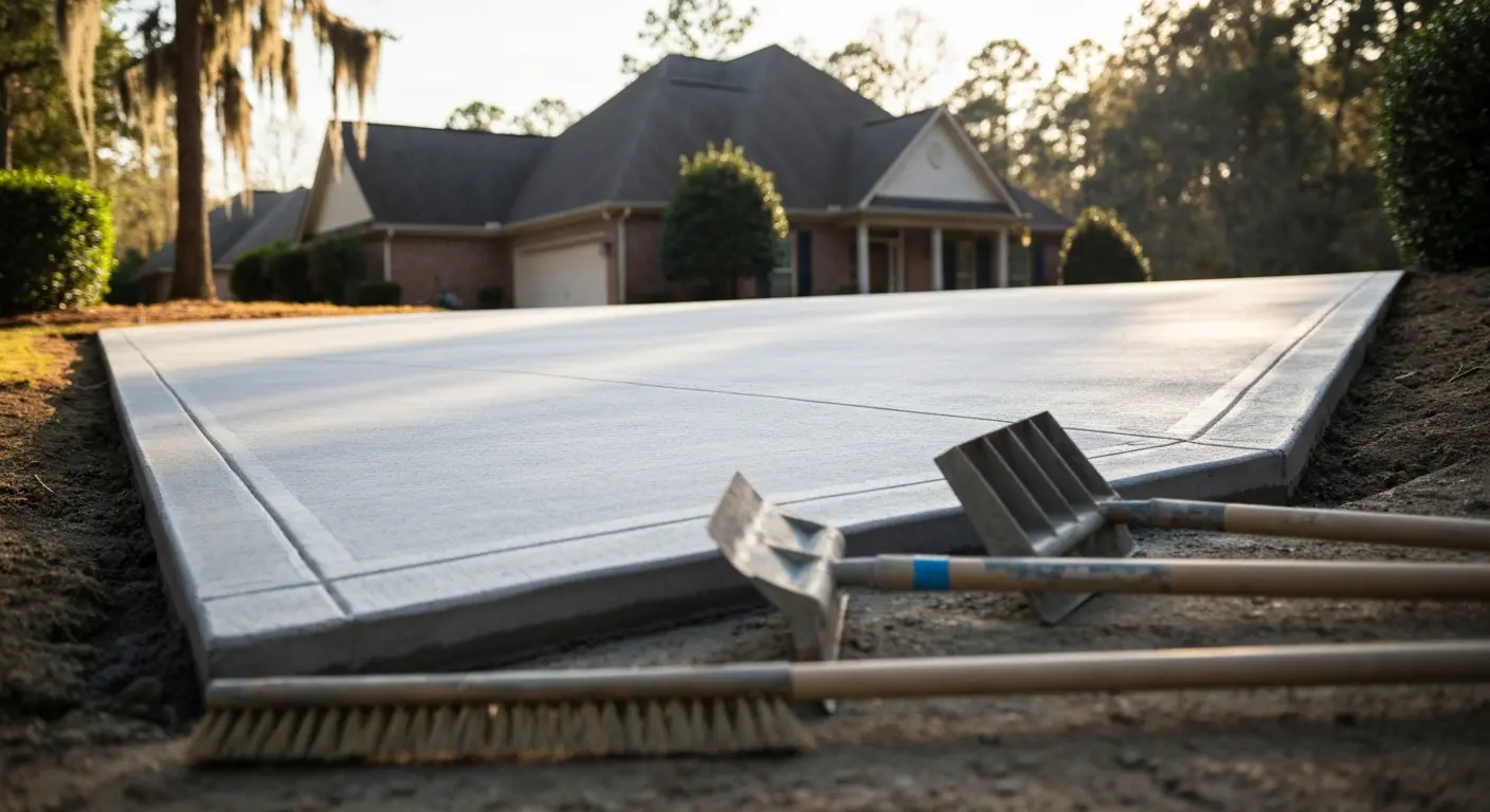 Concrete driveway installation