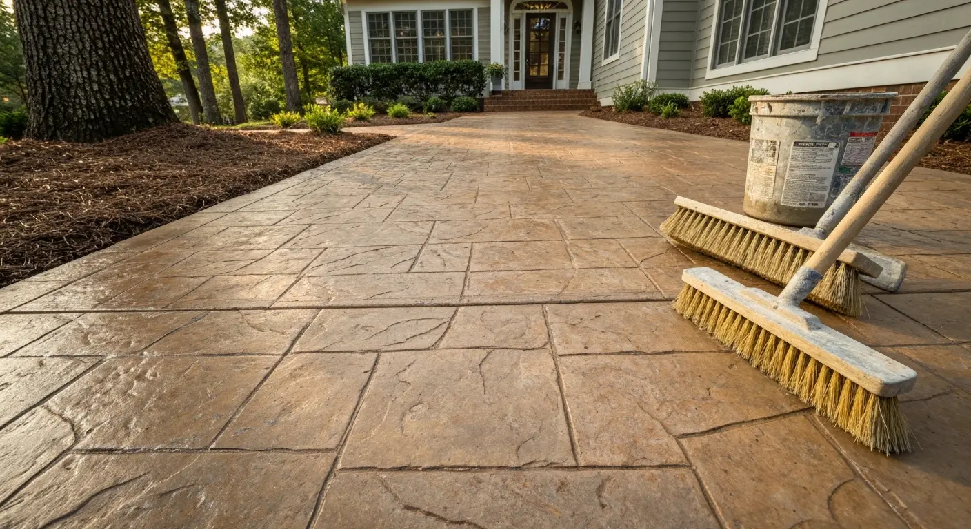 Stamped concrete walkway