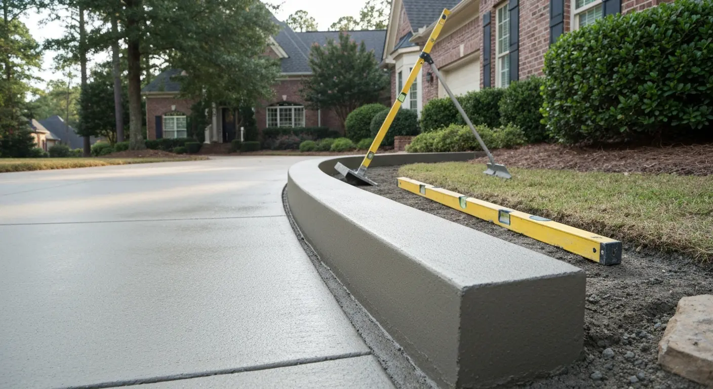 Residential concrete curb installation