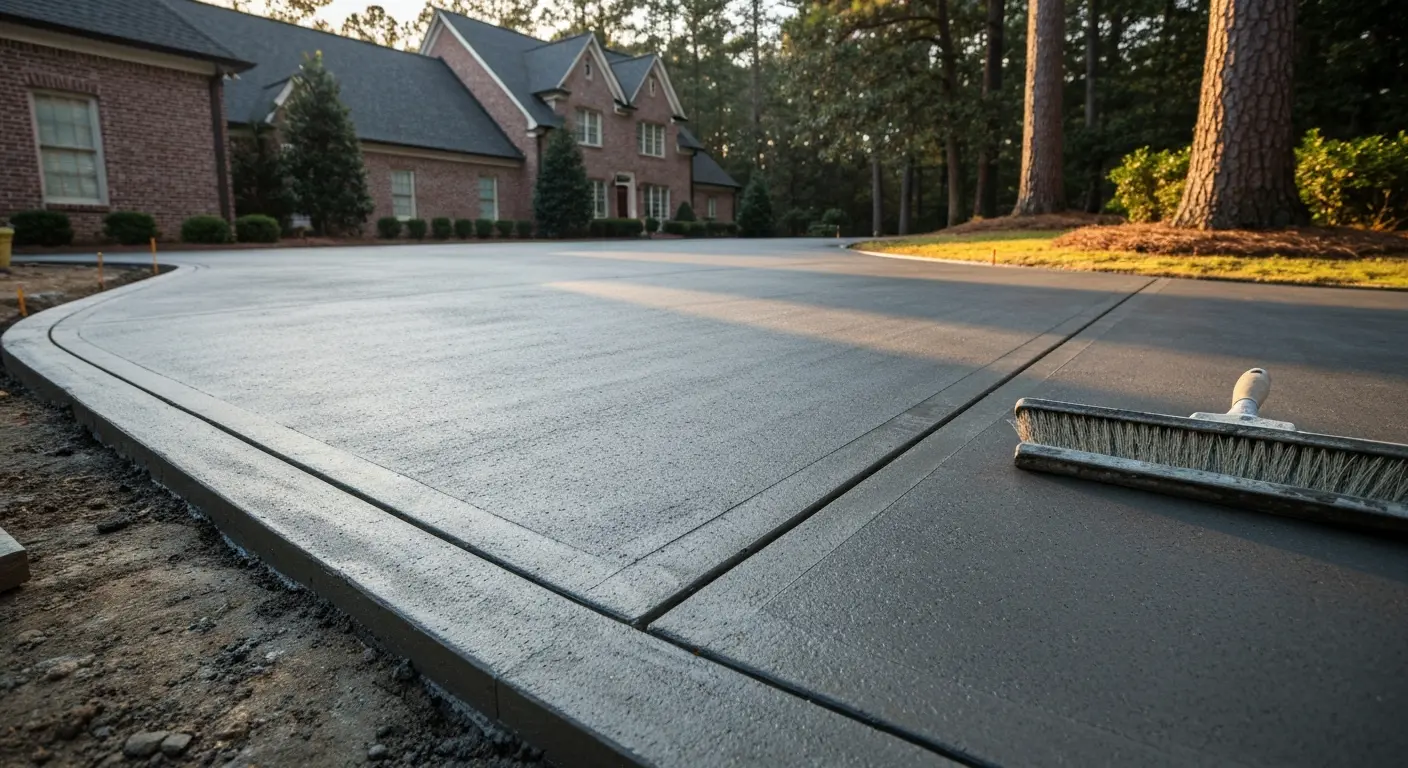 New concrete driveway installation