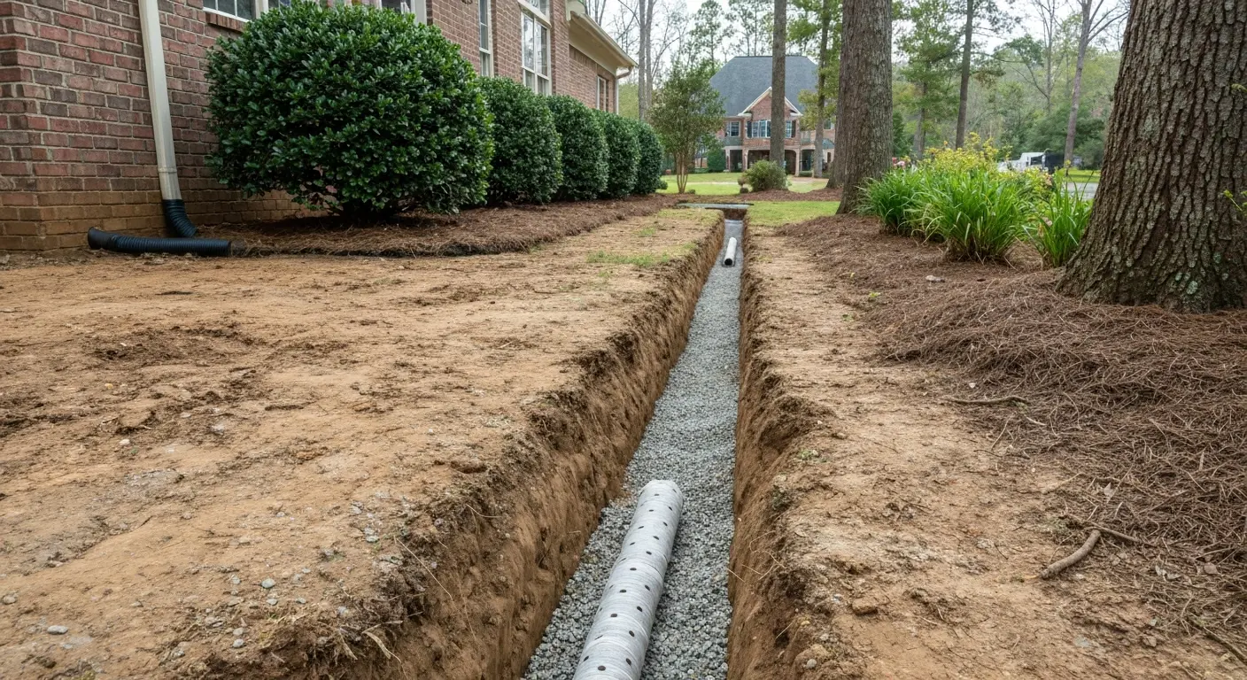French drain installation