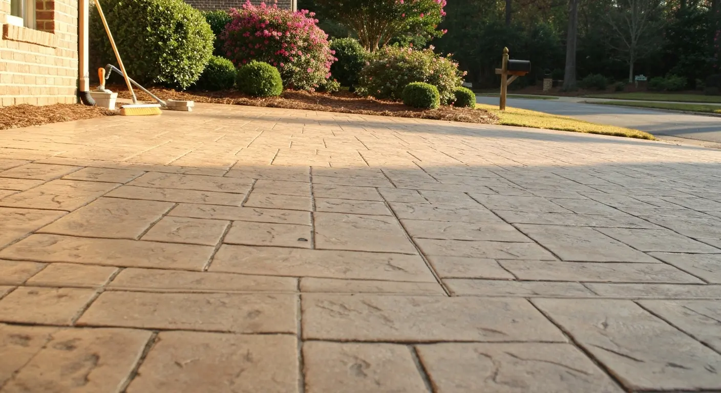 Stamped concrete driveway