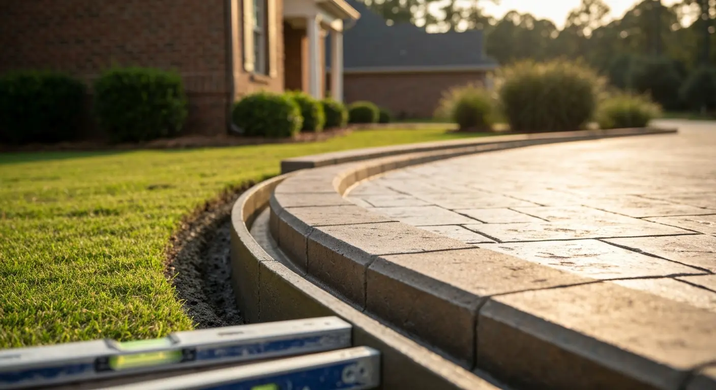 Stamped concrete curb and gutter