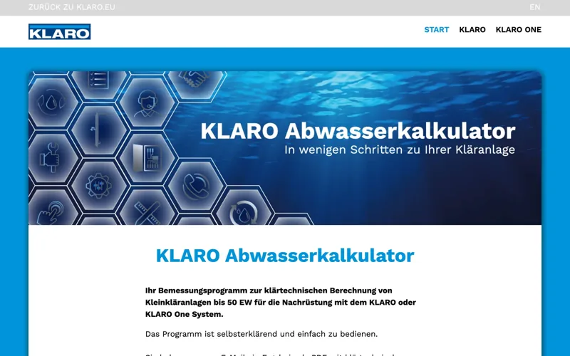 Eingabemaske des Kalkulators