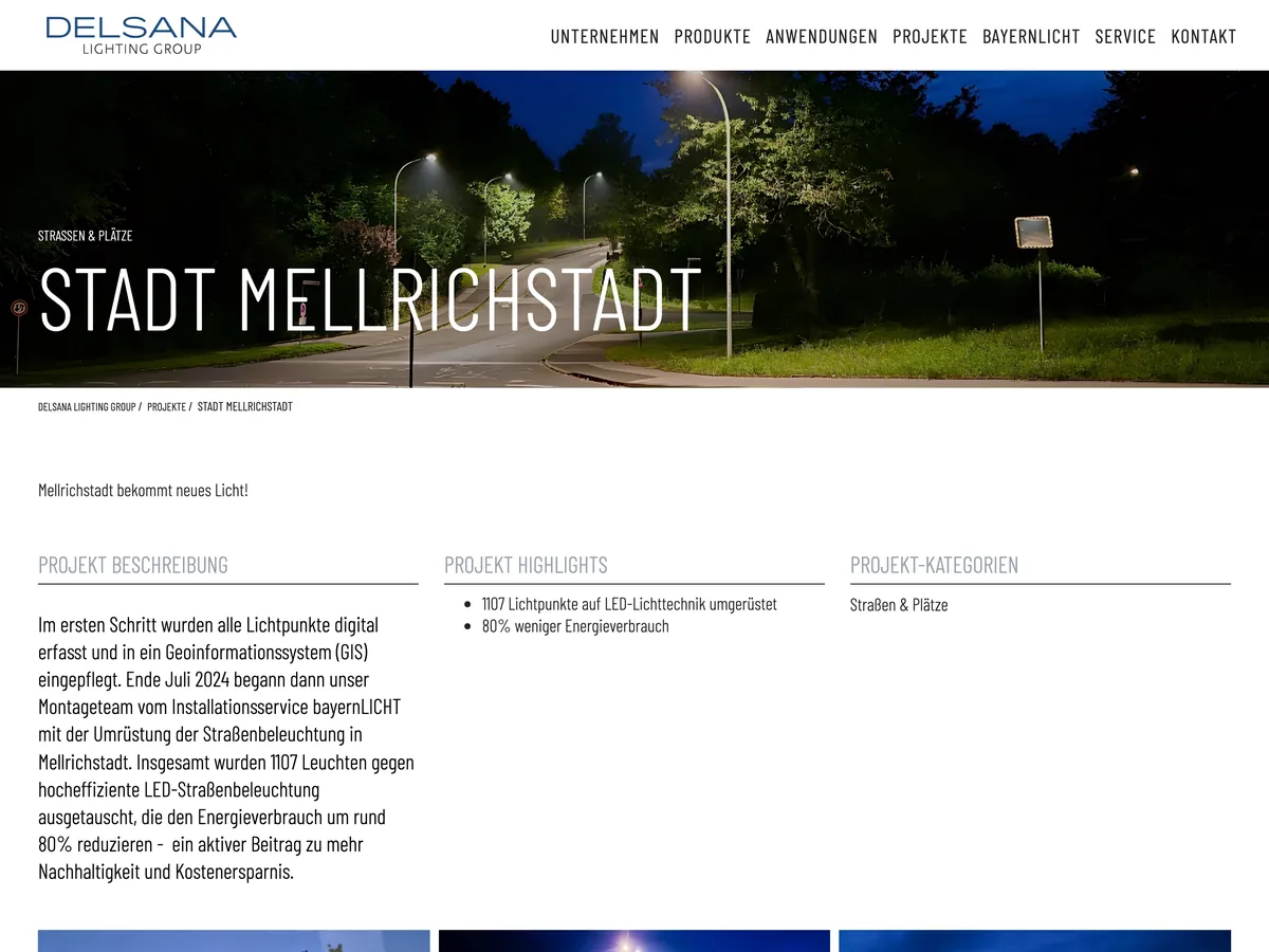 Projektseite Stadt Mellrichstadt mit Beschreibung und Kennzahlen