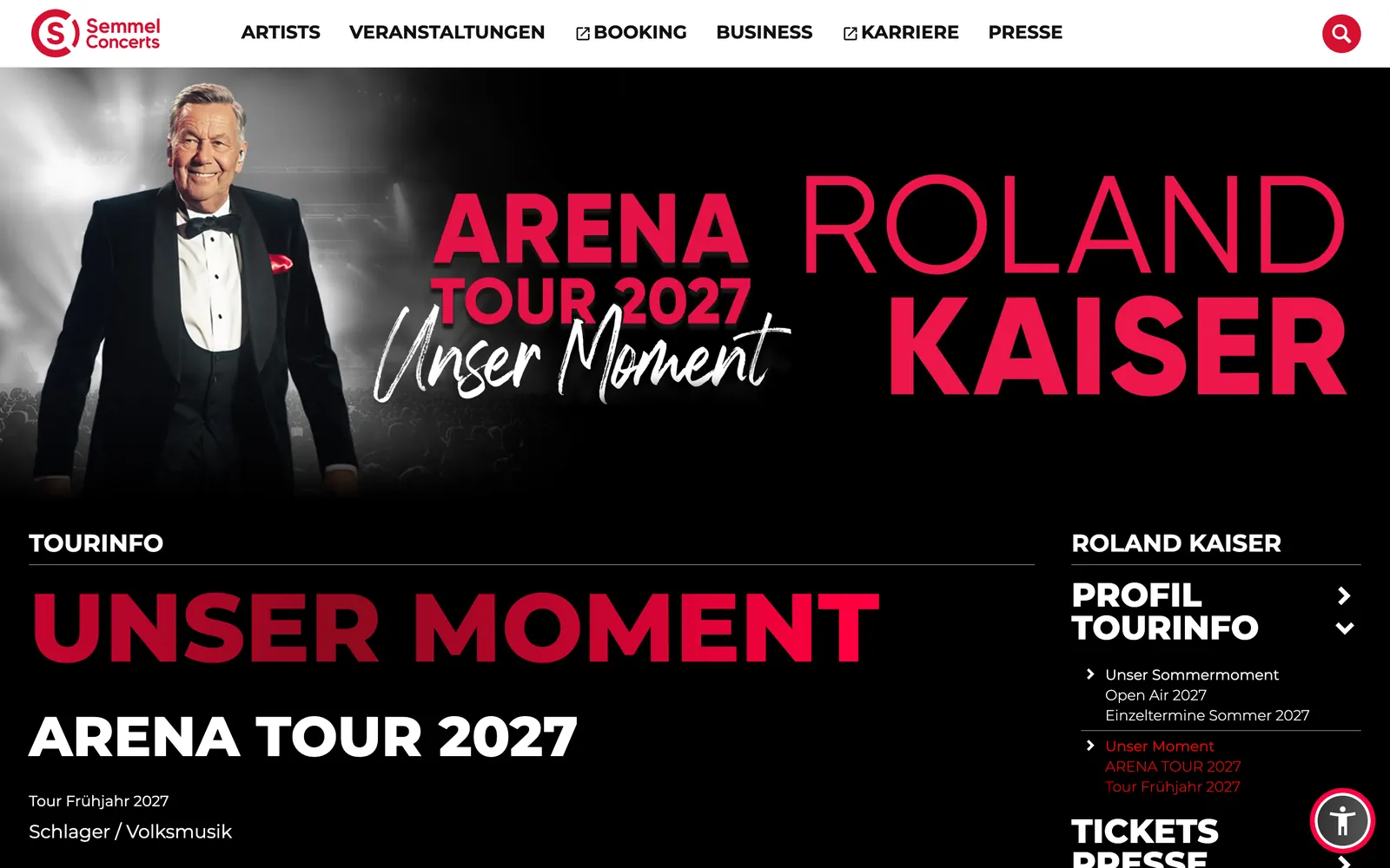 Tourneeseite Roland Kaiser, Arena Tour 2027