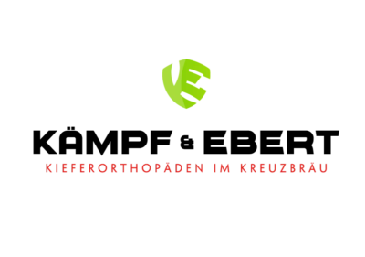 Neues Logo der Praxis Kämpf & Ebert als Wappen mit Initialen K und E