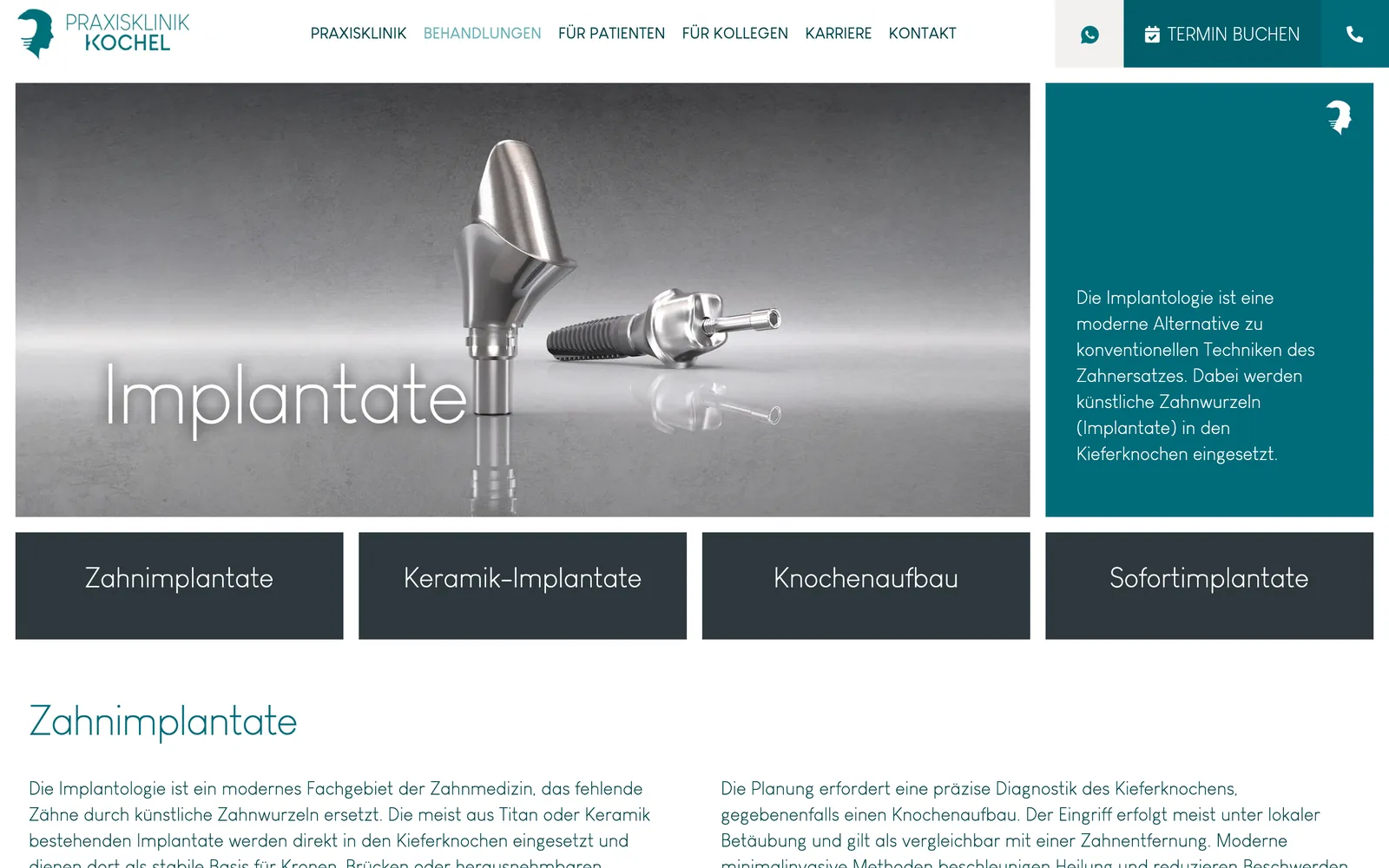 Implantate-Bereich von praxisklinik-kochel.de