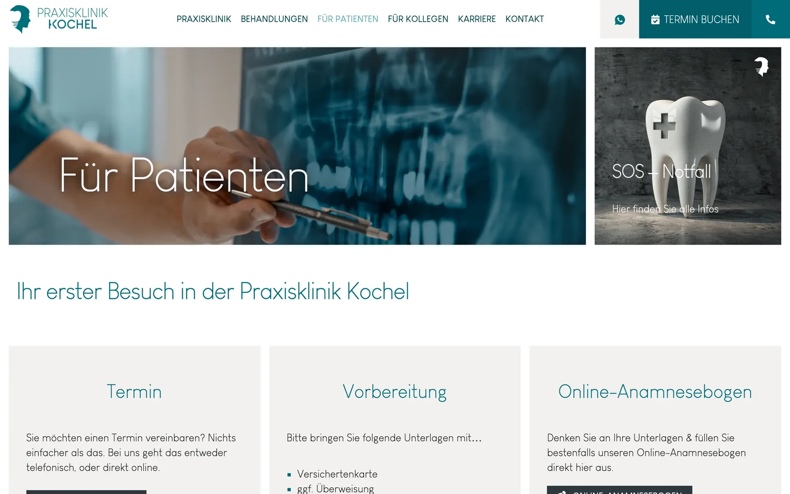 Startseite von praxisklinik-kochel.de für Patienten