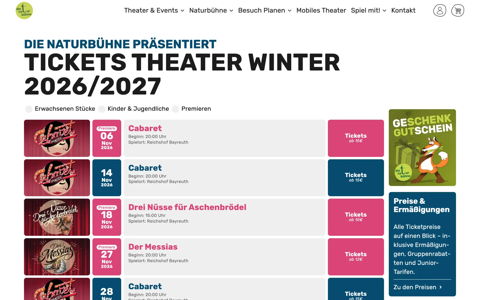 Spielplan auf dienaturbuehne.de