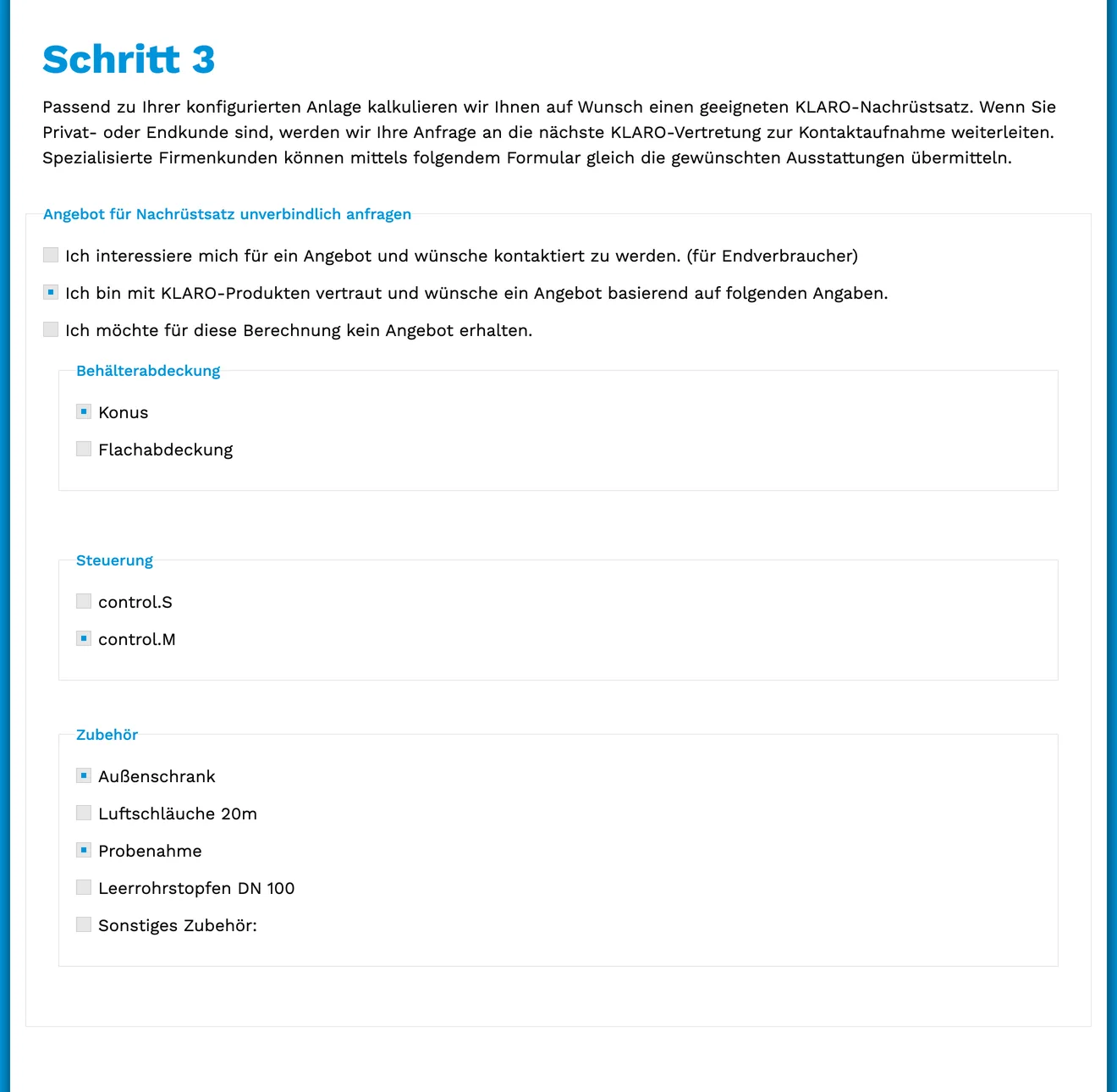 Schritt 3 Angebot mit Zusammenstellung durch Fachbetriebe und Vertriebsregion