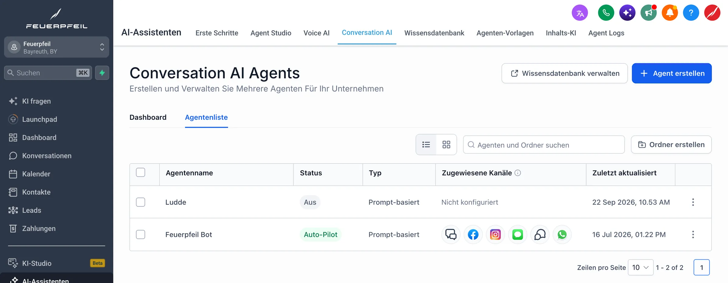 Assistenten für Website-Chat, Instagram, Facebook, SMS und WhatsApp