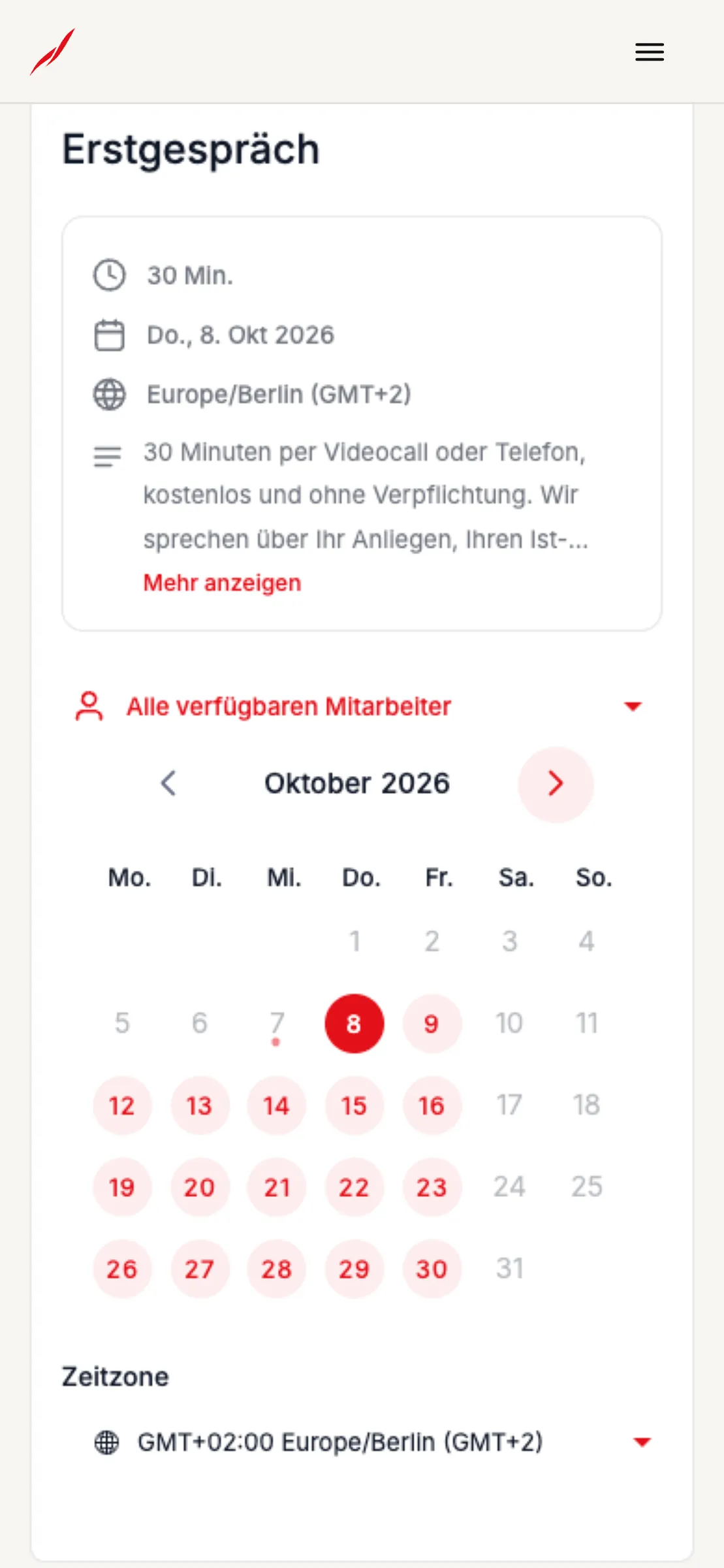 Buchung am Telefon: freie Zeiten wählen, sofort bestätigt