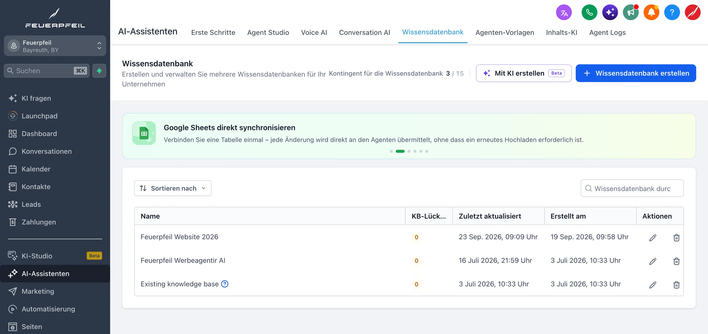 Wissensdatenbank: daraus antworten die Assistenten