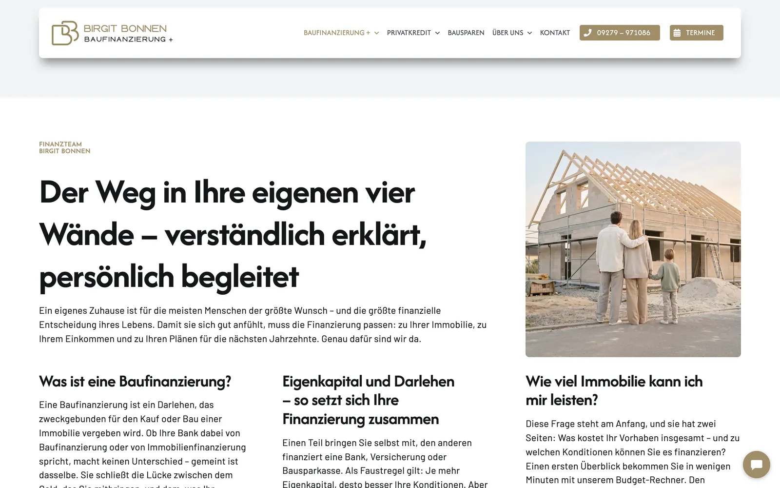 Baufinanzierungs-Seite von bb-finanzteam.de