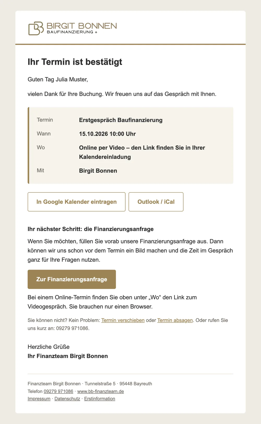 Terminbestätigung