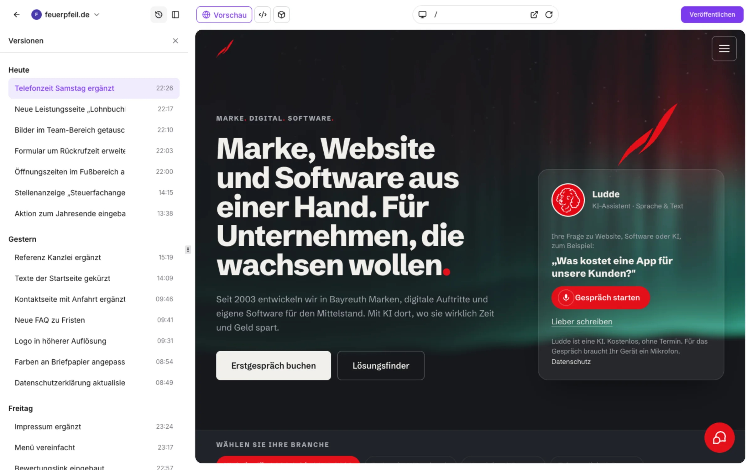 KI-Studio: Jede Version gespeichert, mit einem Klick zurück