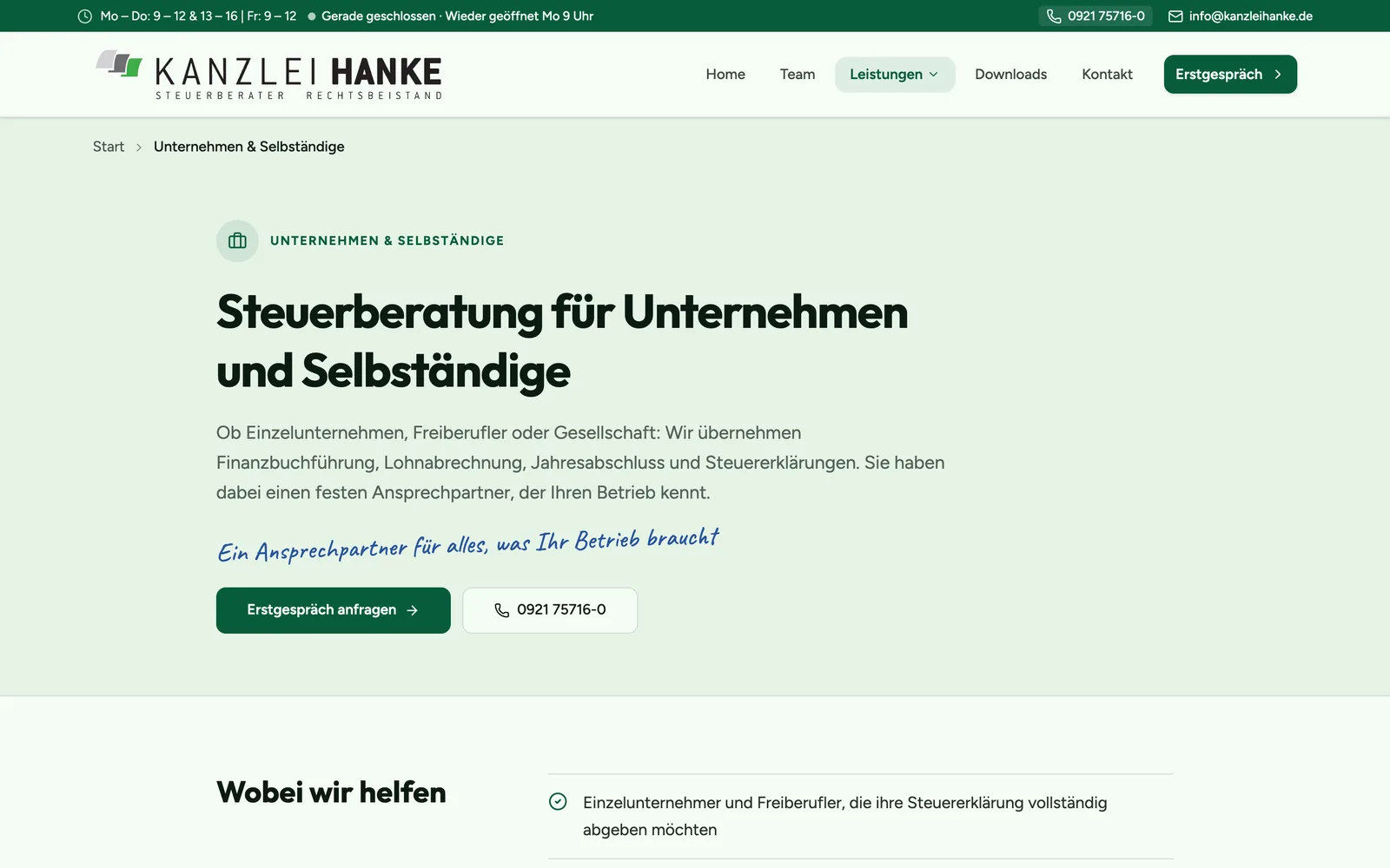 Für Unternehmen und Selbständige