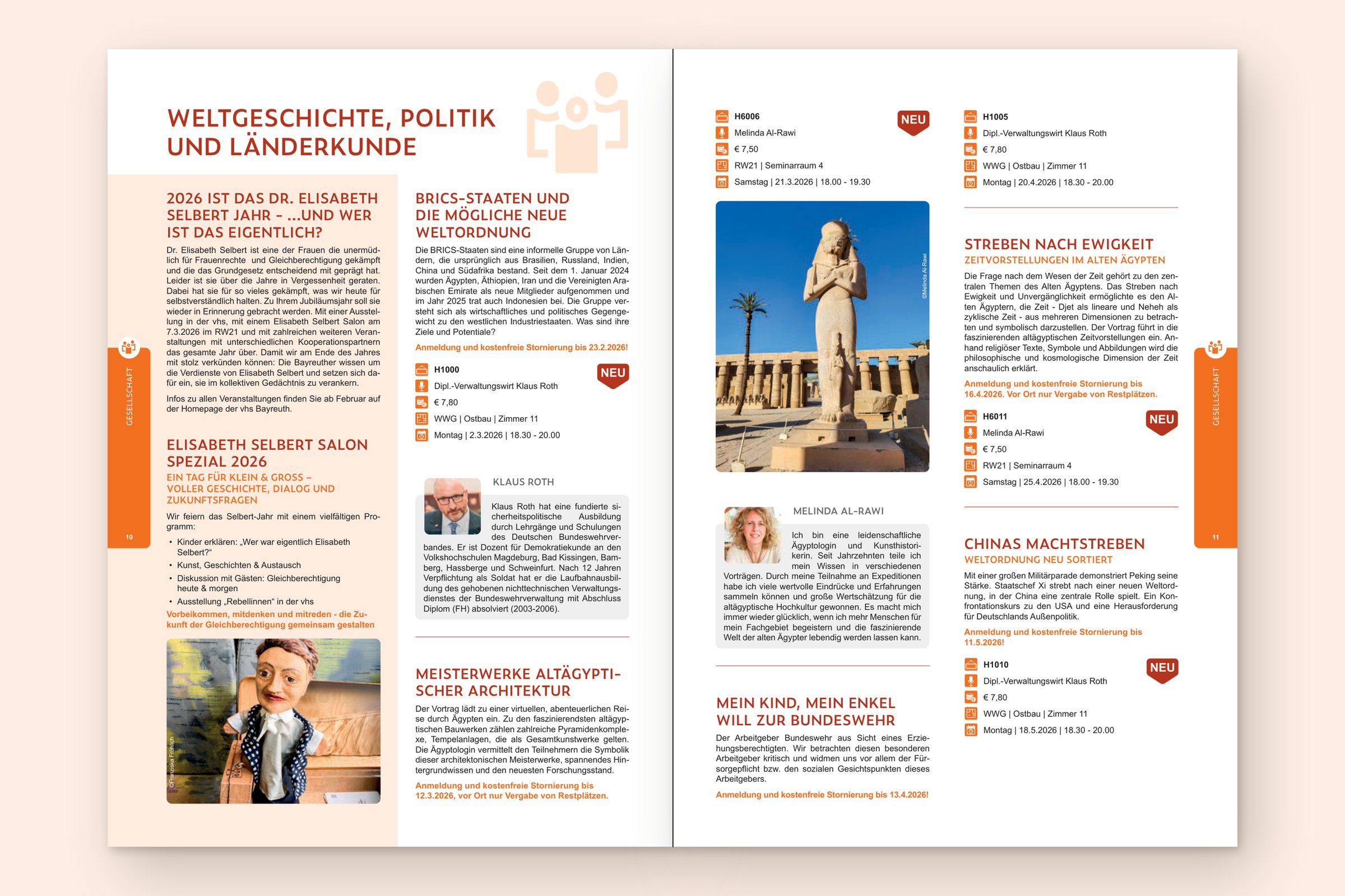 Doppelseite Gesellschaft in Orange