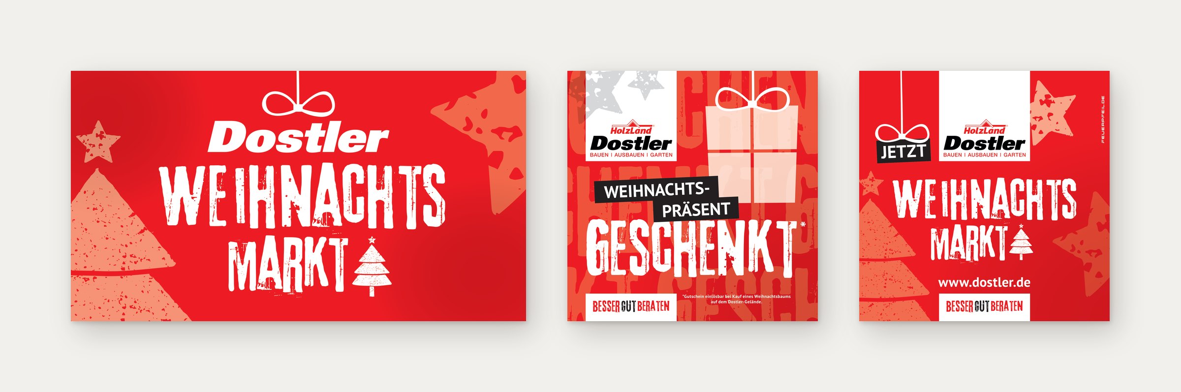Banner Weihnachtsmarkt und Gutschein Weihnachtspräsent, Vorder- und Rückseite