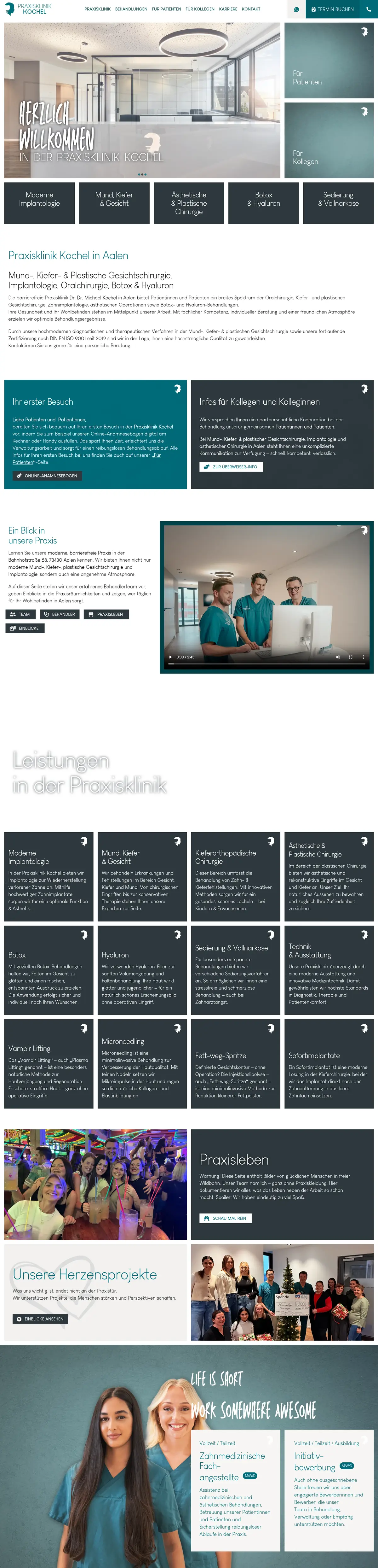 Startseite von praxisklinik-kochel.de in voller Länge