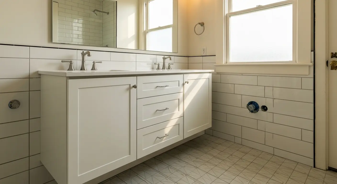 Bathroom vanity and tile