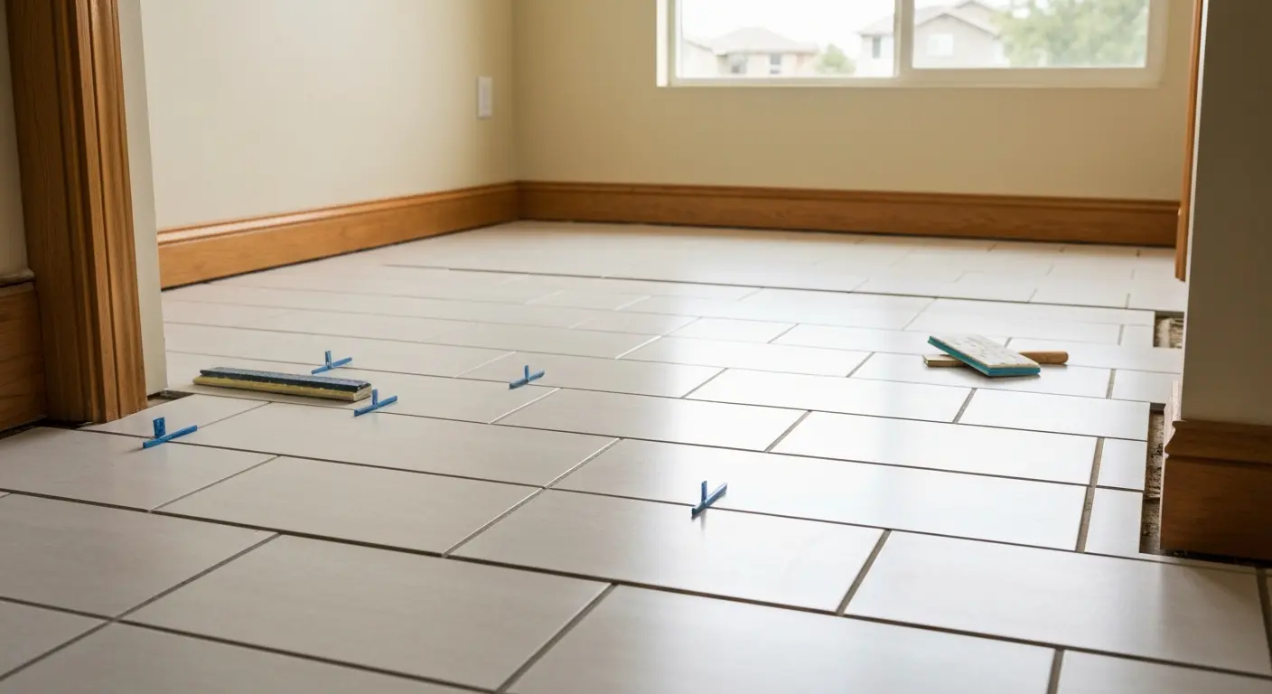 Bathroom floor tile installation