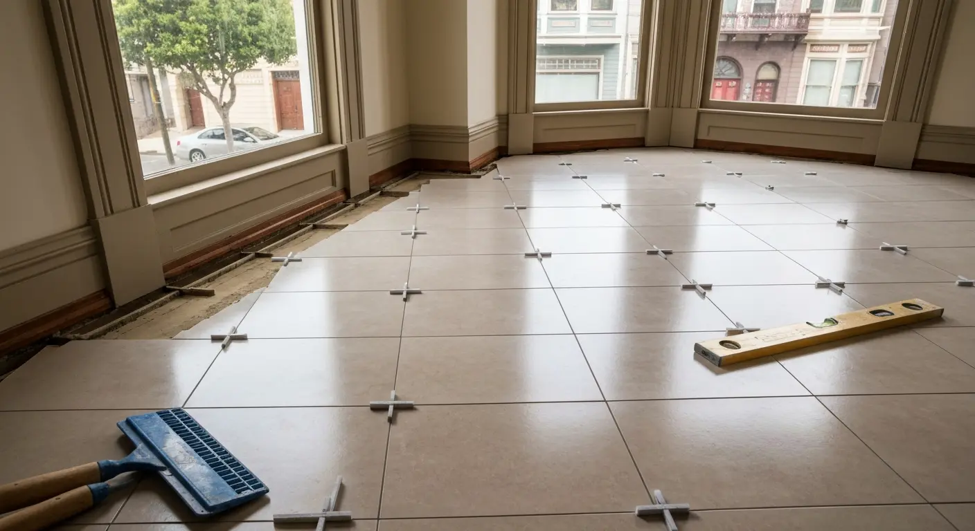 Tile flooring installation