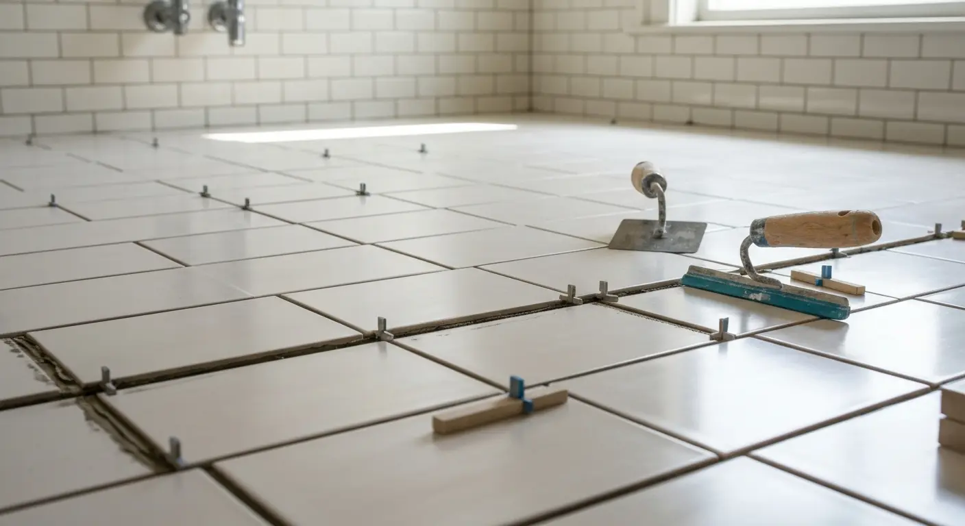 Bathroom floor tile installation
