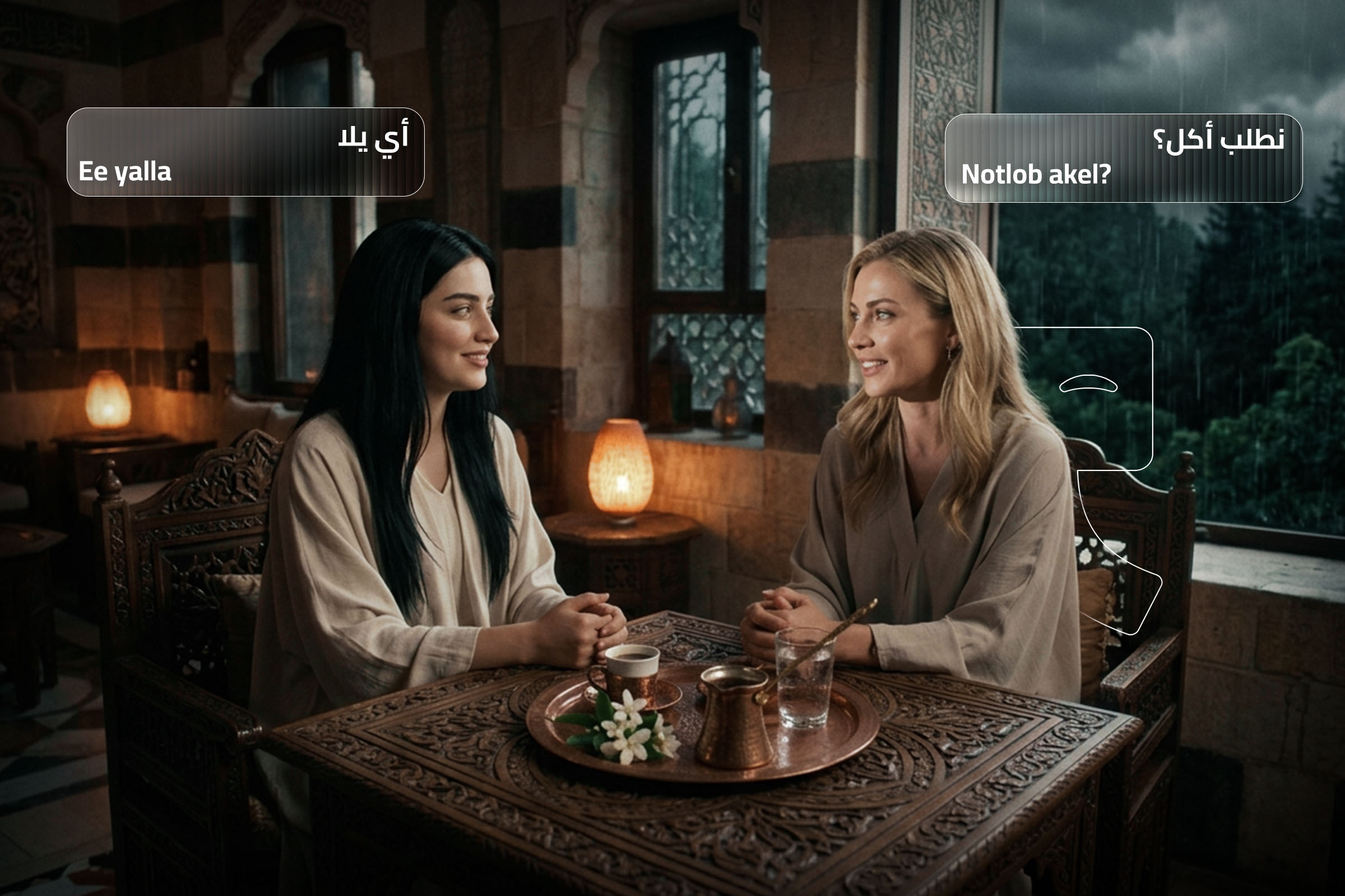 Arabic phrase Yalla notlob akel meaning let's order food Arabic phrase Yalla notlob akel meaning let's order food