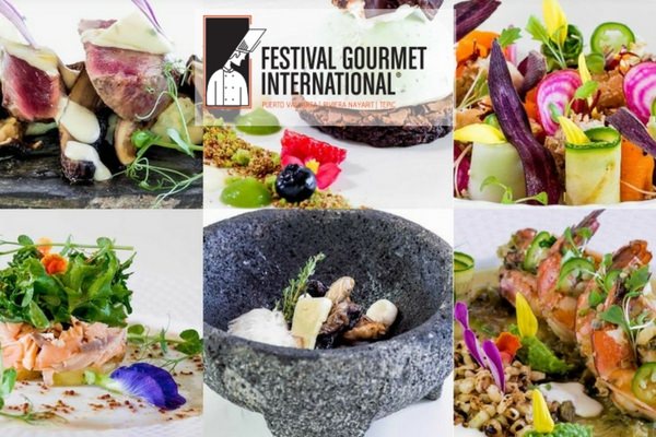 a collage of mexican foods and dishes prepared for the gourmet festival in Puerto Vallarta Mexico.