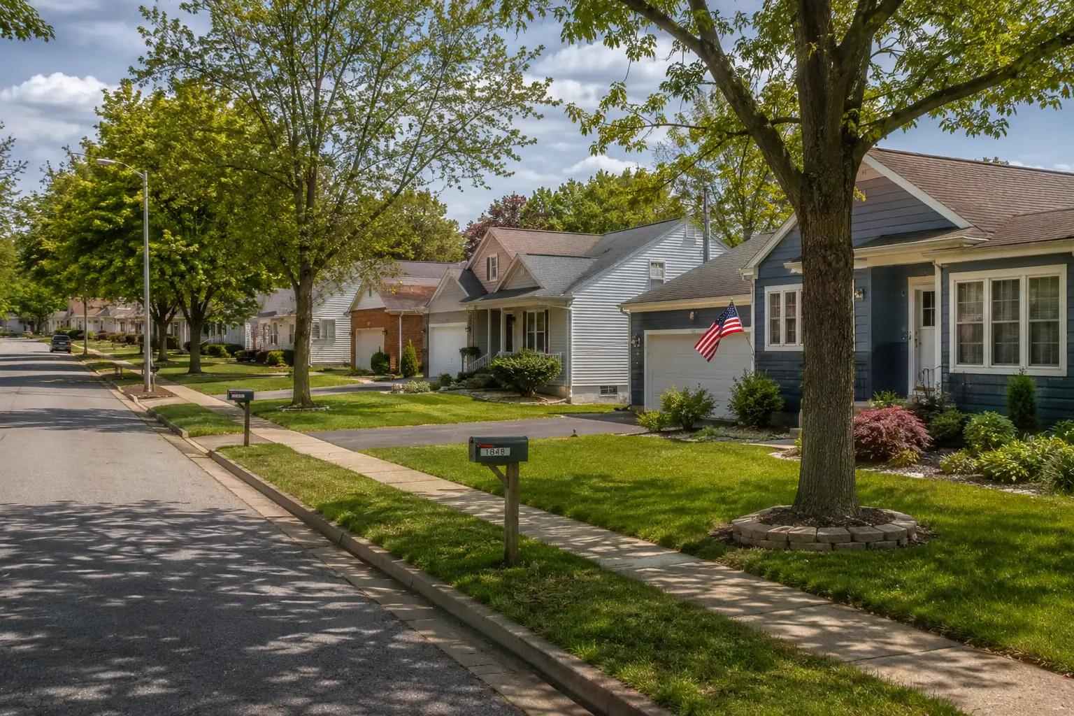 Spring day in a quiet Maryland neighborhood