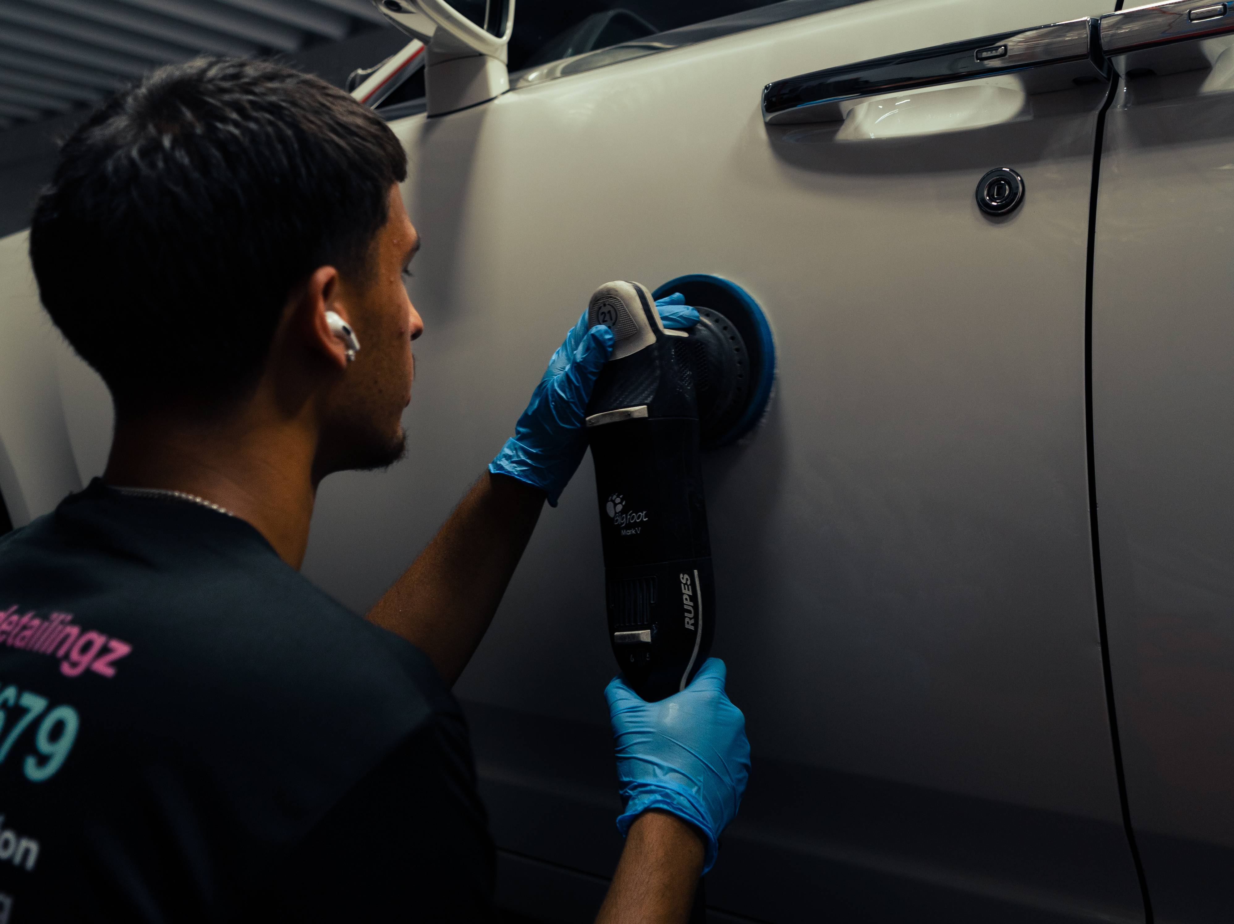 Paint correction before and after — swirl mark removal Miami FL