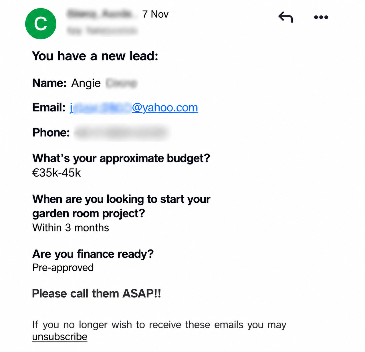 Enquiry example