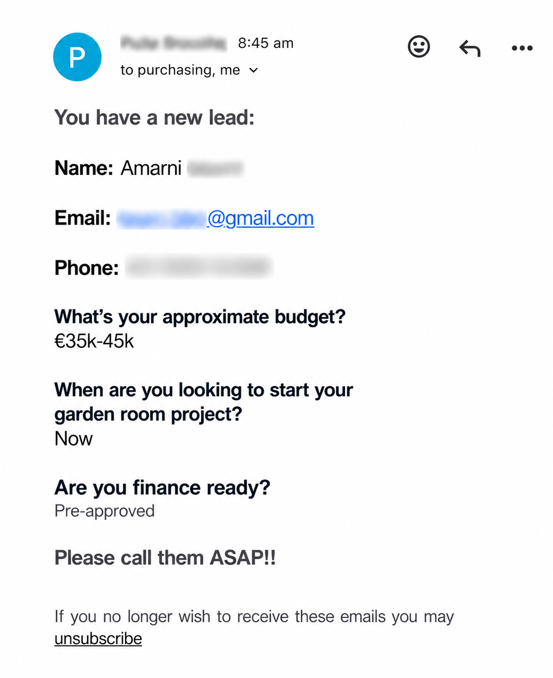 Enquiry example