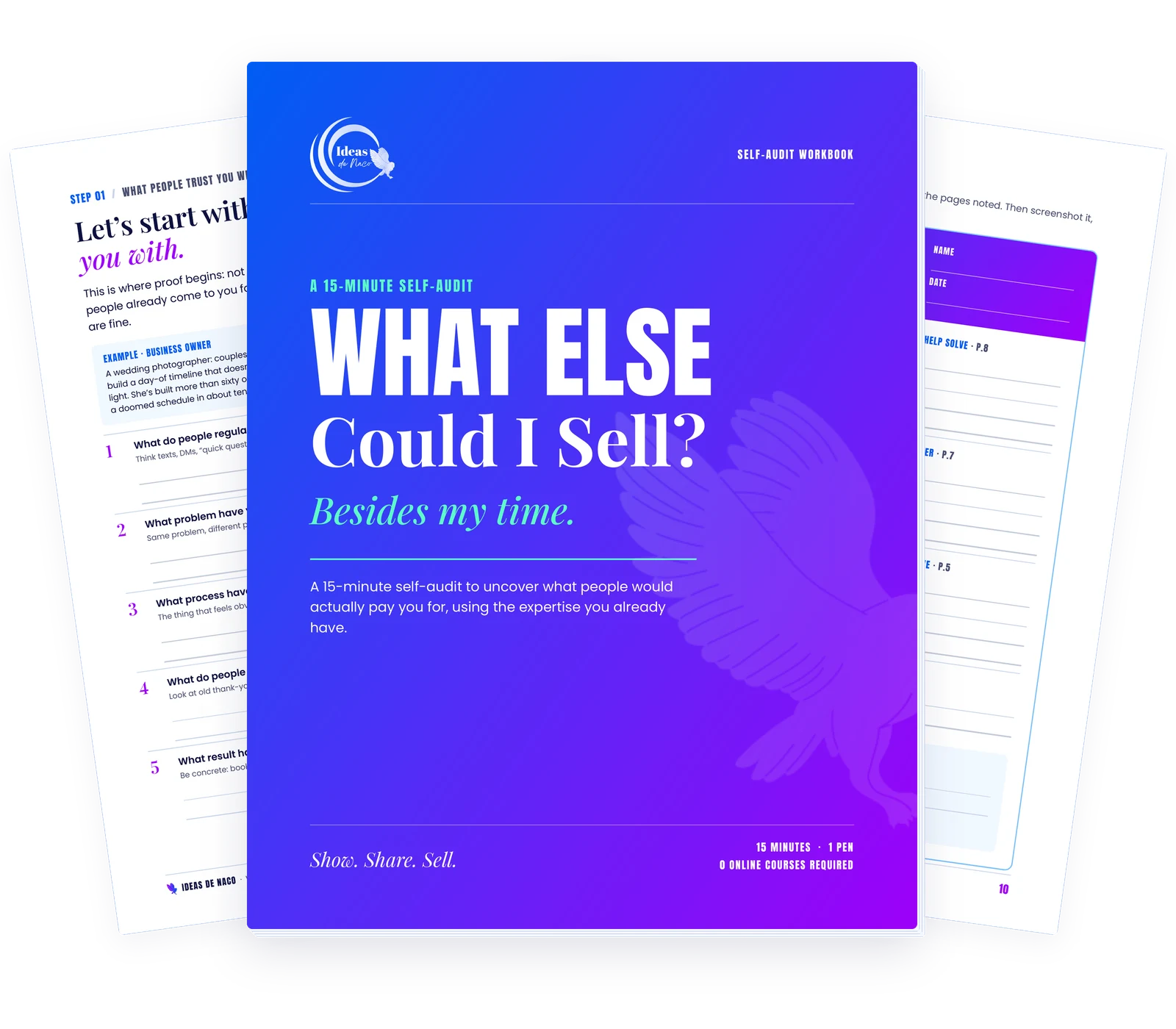 What Else Could I Sell? workbook cover with two inside pages fanned behind it