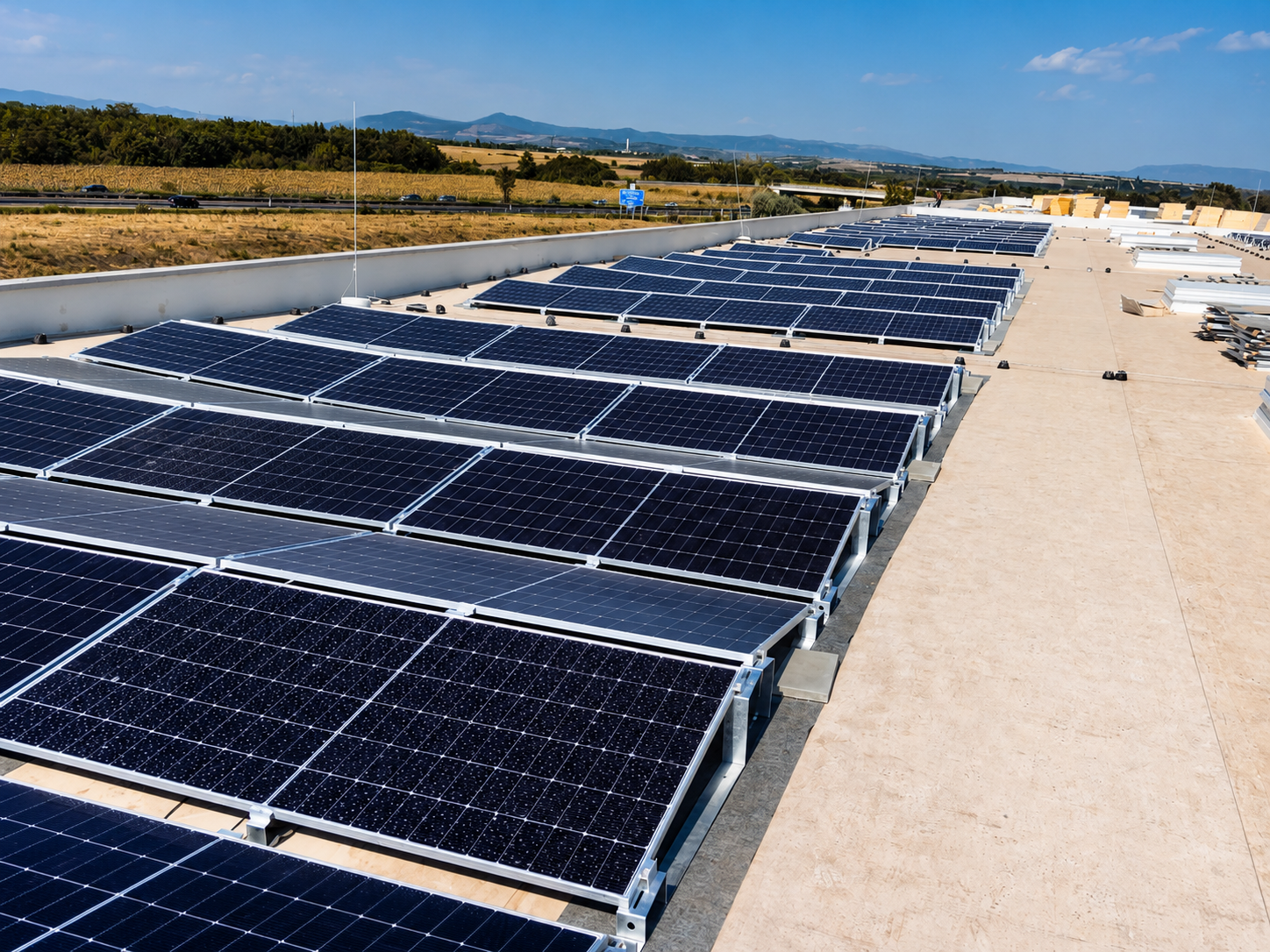 PROFinSOL ONE FLAT Montagesystem auf einem industriellen Flachdach