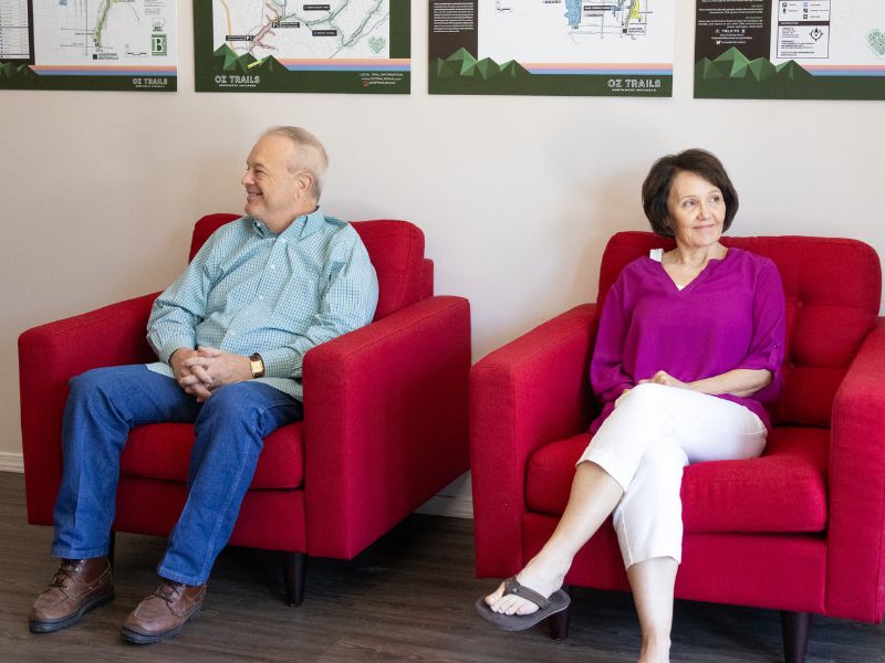 two patients sitting in chairs