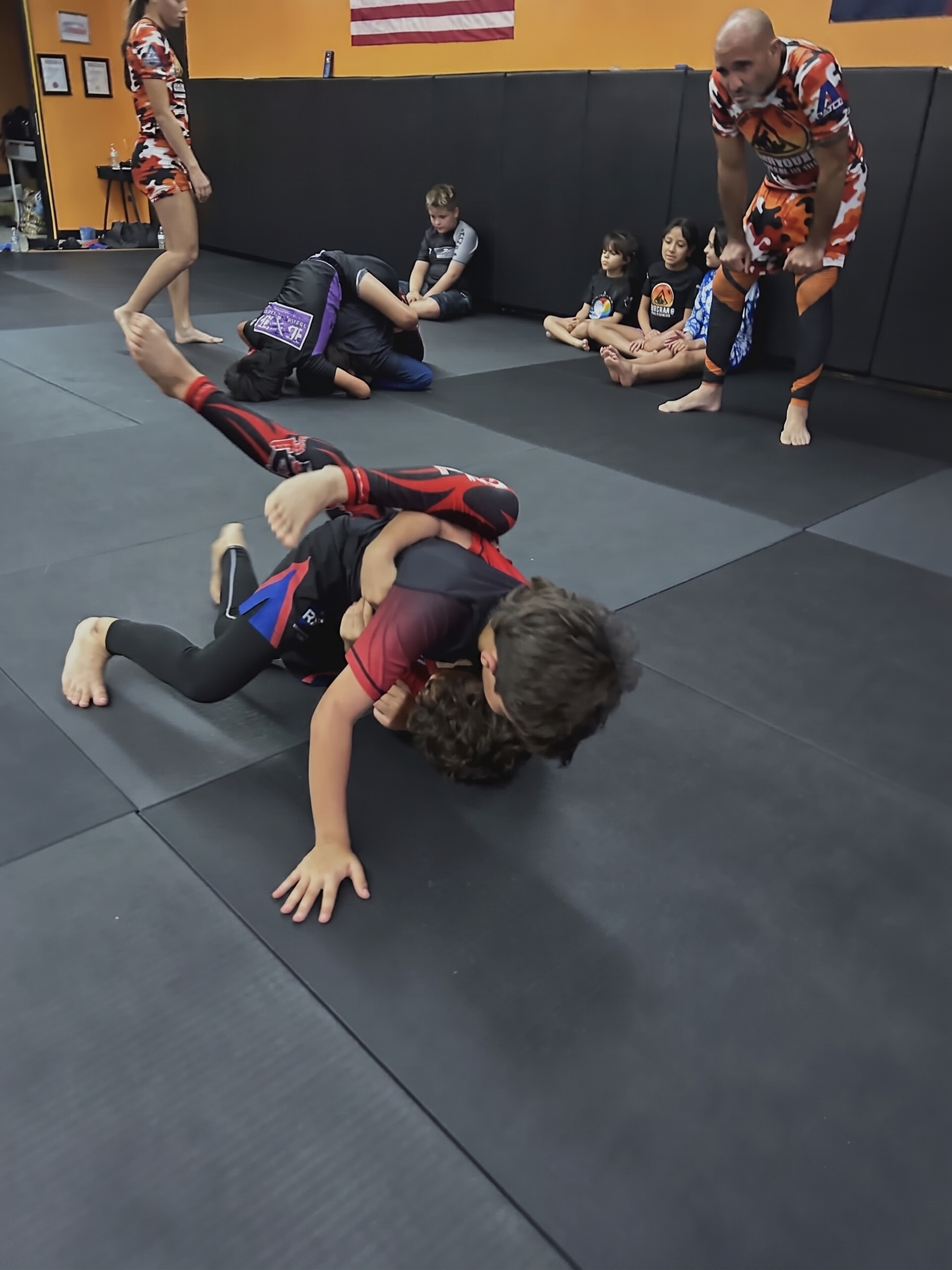 Kids BJJ class in gi