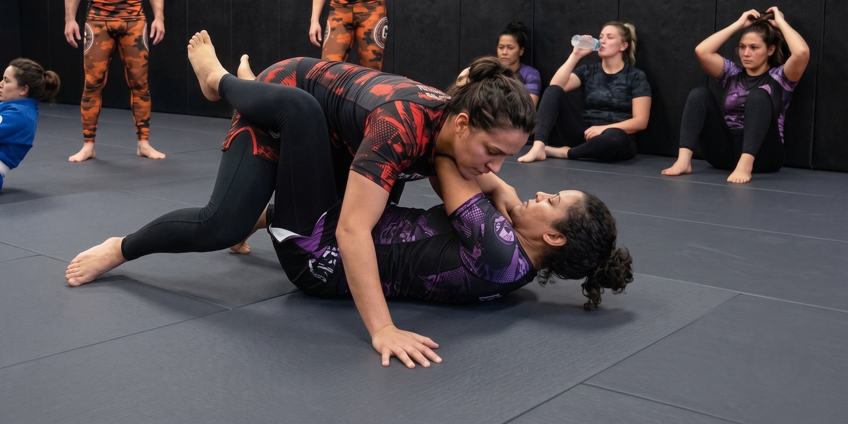 Women training in BJJ