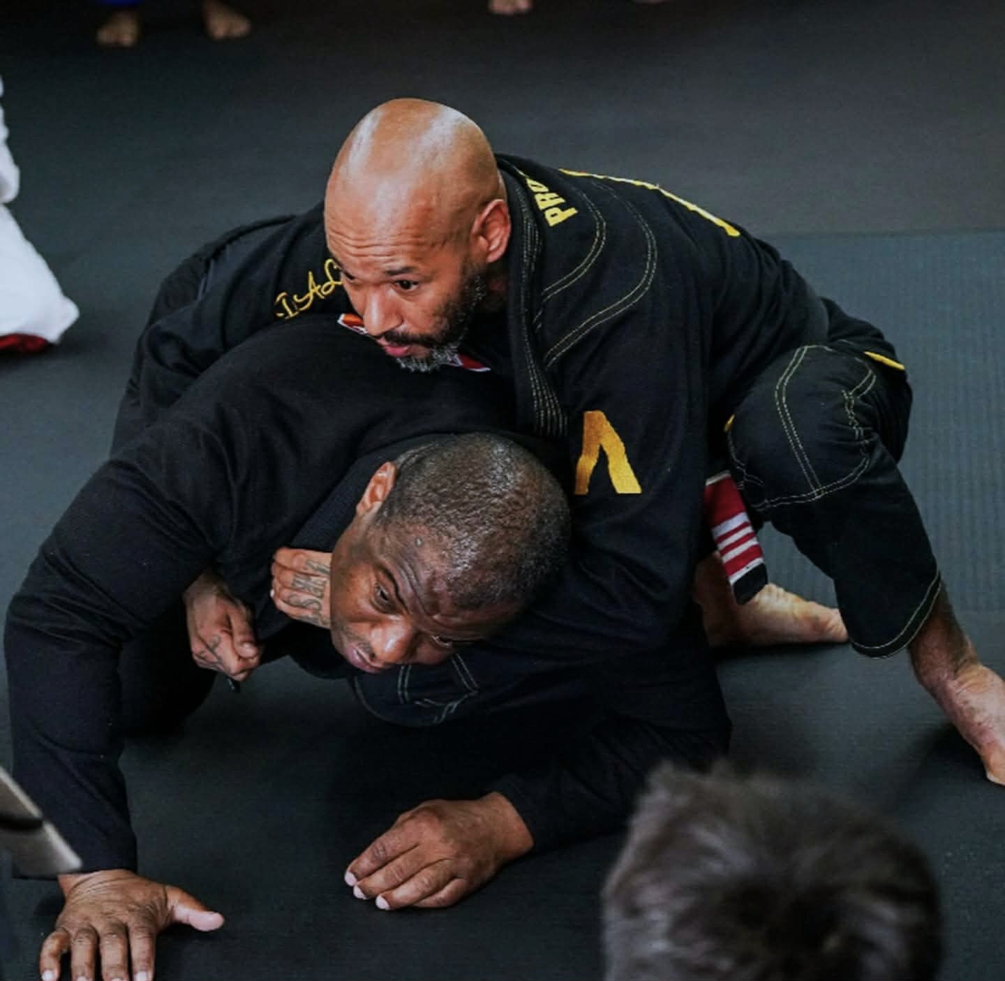 Adult BJJ training on the mats