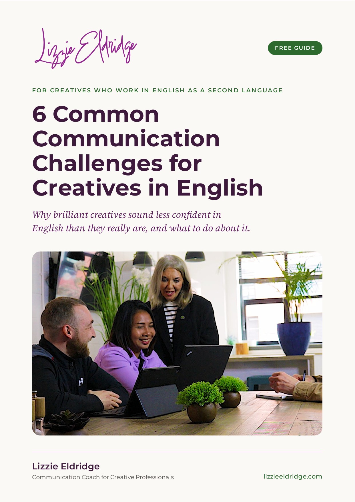 Cover of the free guide: 6 Common Communication Challenges for Creatives in English