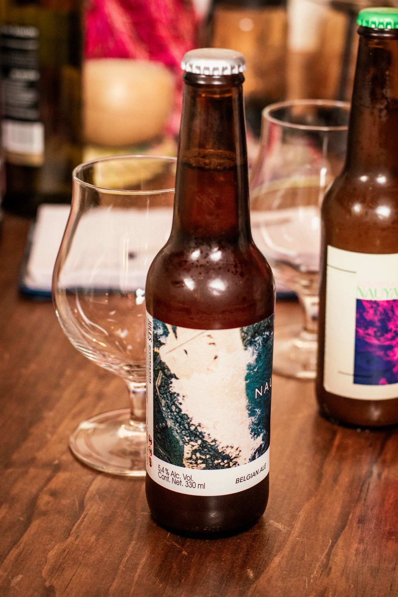 A bottle of Nauyaca Belgian Ale from Cervecería Jules