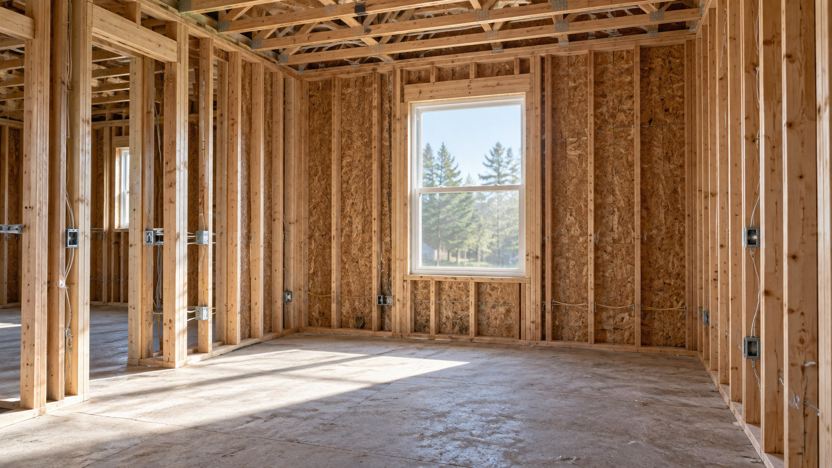Interior opened to framing during a practical renovation