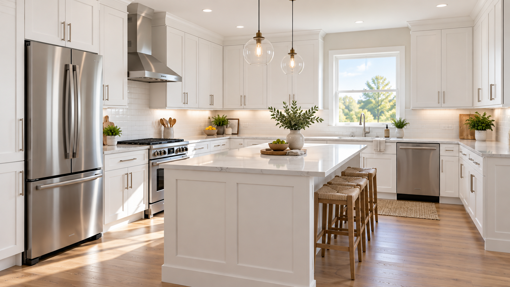 Repositioned multifamily kitchen with durable modern finishes