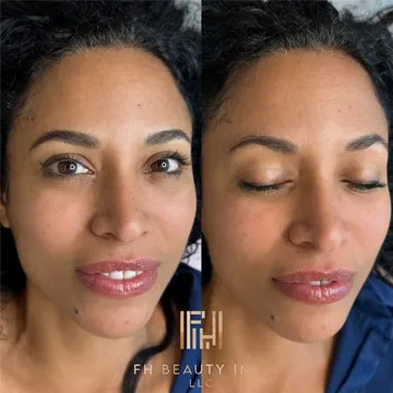 Before and after microblading for natural everyday brows at FH Beauty Ink in Burbank