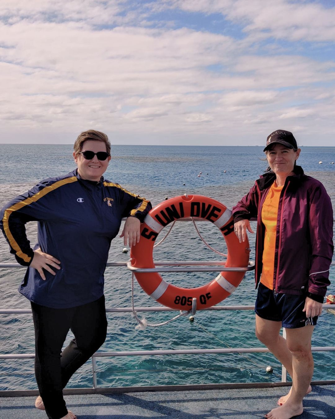 Bonnie Jean Schaefer and her sister after snorkeling at the Great Barrier Reef