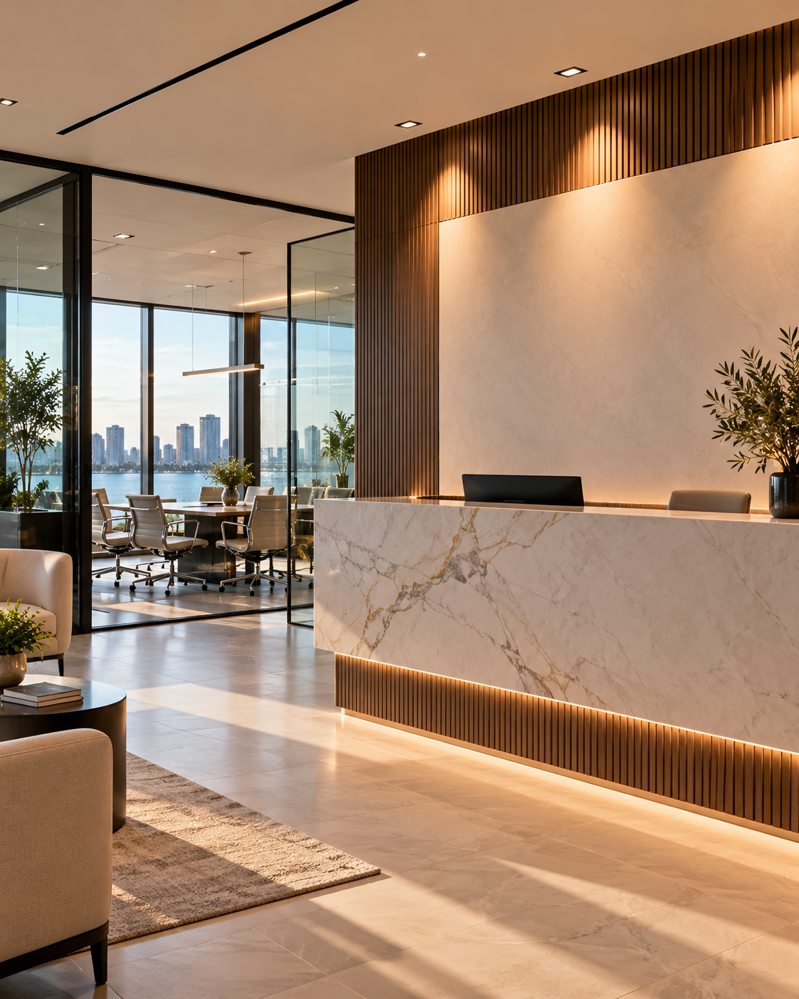 Contemporary brokerage office interior