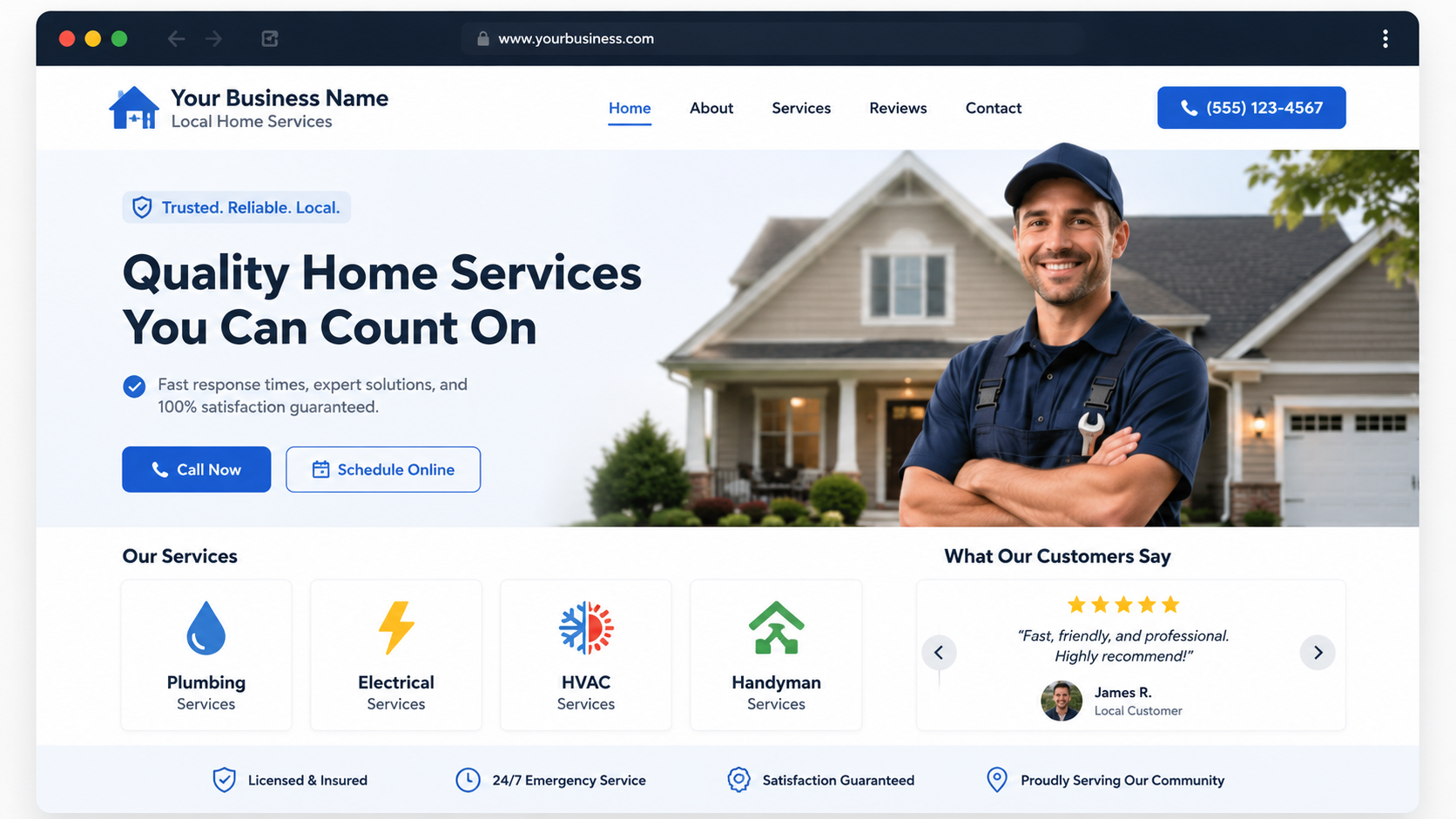 Service Harvest website example