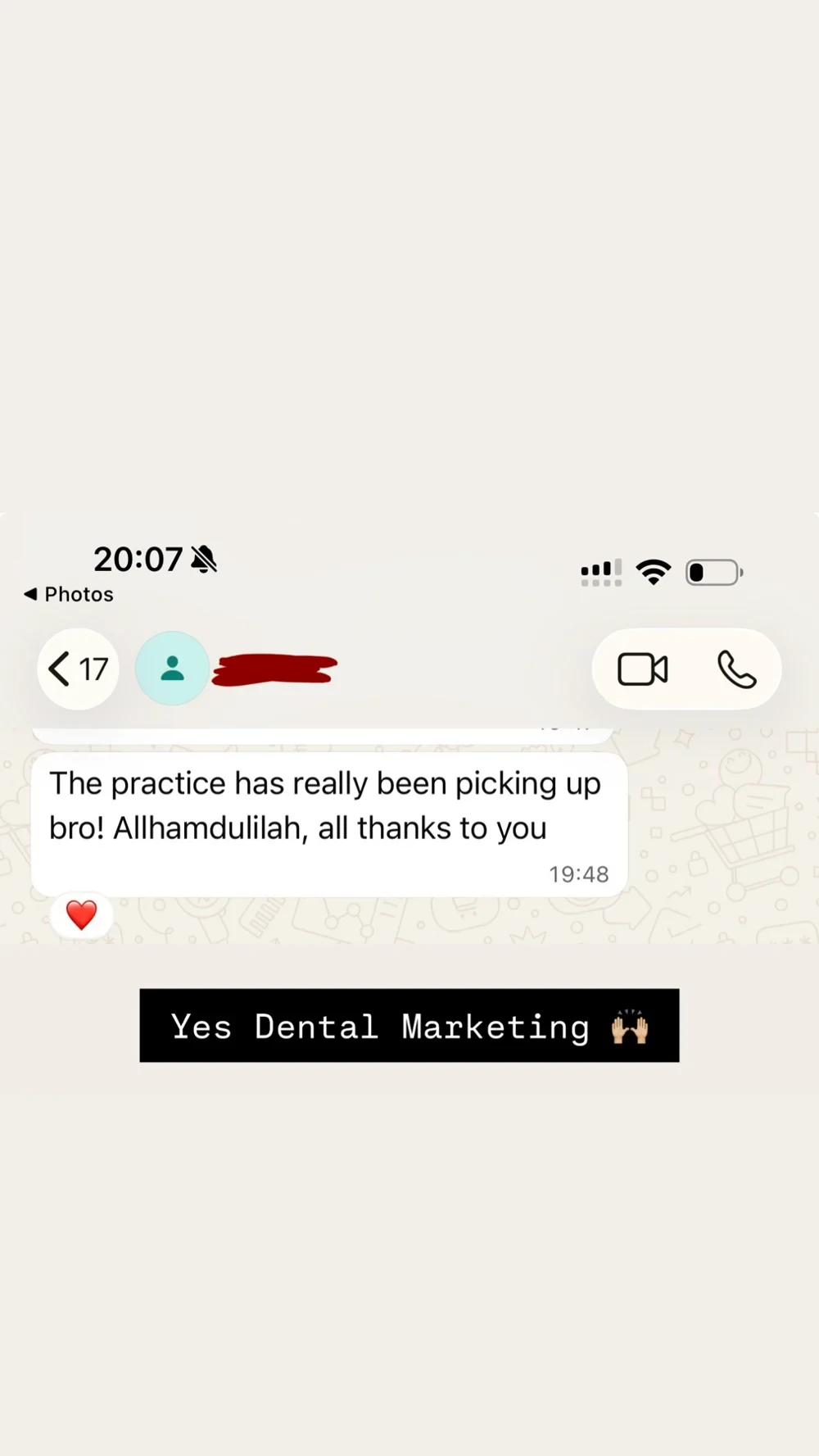 Original client feedback screenshot 2